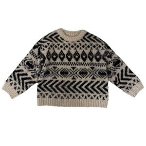 Zara Jacquard Knit Sweater white Black  Kids Size 2 Yrs GUC